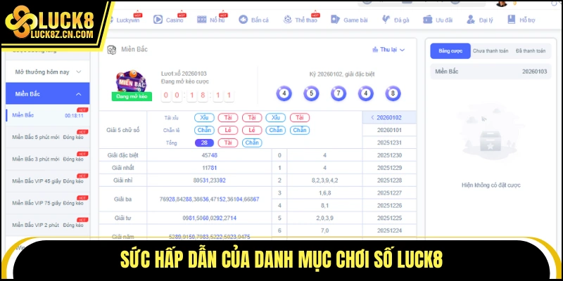 Sức hấp dẫn của danh mục chơi số LUCK8