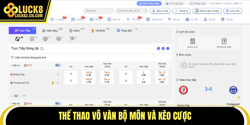 Thể thao vô vàn bộ môn và kèo cược